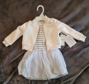 Pippa & Julie Quilted Bomber Jacket Dress Set 2 Piece Toddler Girl Size 5 Pink - Picture 1 of 6