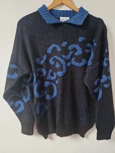 Vintage 80er Jahre Bhs Strick Wollmischung Pullover Top Größe 14 - Bild 1 von 5