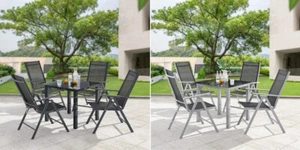 Aluminium Gartenmöbel Set Sitzgruppe silber grau Terrasse Balkon Garten 4 Perso. - Bild 1 von 29