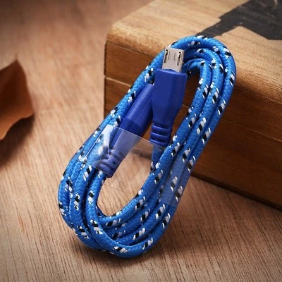 3M/10Ft Long Braided Micro USB Data & Sync Charger Cable Cord For Smart Phones - Image 1 of 4