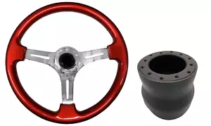 Volante TS rojo cromado + kit Boss para FORD MAVERICK 004 - Imagen 1 de 4