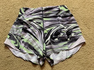 Lululemon Hotty Hot Shorts 4" Paint Glide Green Warp Multi/Chrome Running Gym 8 - Picture 1 of 6