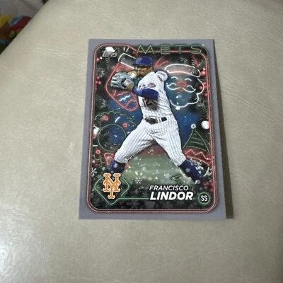 2024 Topps Holiday Silver Glitter #H36 Francisco Lindor New York Mets - Image 1 of 2