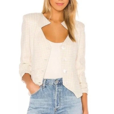 Blazer Song Of Style X Revolve para mujer L beige a cuadros nuevo con etiquetas $228 Foto 1 de 4