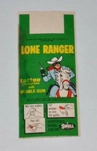 LONE RANGER Swell Bubble Gum TATTOO Wrapper unused 1960s paper wrapper - Picture 1 of 2