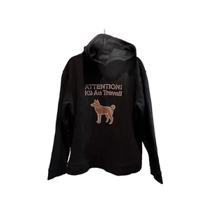 ANTI Hoodie Mens Large Black Front Graphic K9 Au Travail Working Dog - Picture 1 of 10