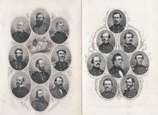 > 2 Orig imprime 1864 Confederados Guerra Civil Generais Stonewall Jackson Robert Lee