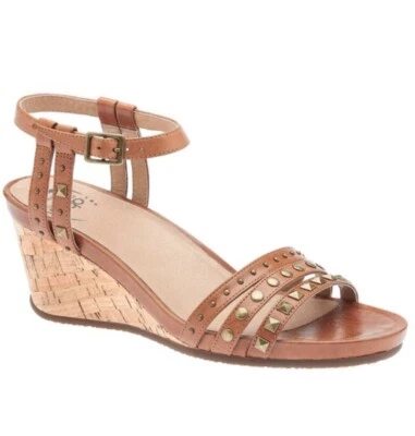 Abeo Lena - Brown  Leather Studded Wedge Sandal Sz 8 Strappy - Image 1 of 4