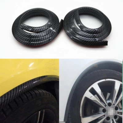 2x 4.9ft Car Wheel Eyebrow Strip Protective Carbon Fiber Mudguard Collision Pad - Image 1 of 4