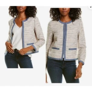 Chaqueta J Mclaughlin Therese Pequeña Azul Jaspeado Tweed Blazer Cambray Nueva con Etiquetas $298 - Imagen 1 de 10