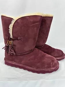 Women s Bearpaw Mariana Wine Color 9" High Sheepskin Boot- Size 9 - Picture 1 of 6