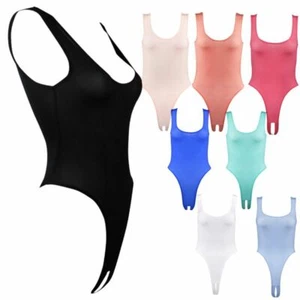 Damen-Dessous ärmellos hochgeschnittener Tanga Trikot schrittweise Unterwäsche Body - Bild 1 von 39