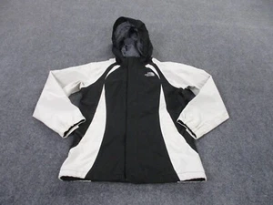 The North Face Jacket Girl L Black White Hyvent Rain Coat Windbreaker Youth - Picture 1 of 12