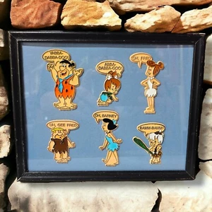 Vintage Flintstones Rubber Magnets Framed Wall Art x6 Blue Hanna Barbera - Picture 1 of 9