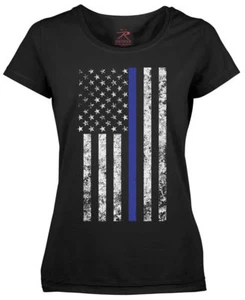 MAY DAY SALE! Rothco Women's Thin Blue Line Longer T-Shirt 5688 - Picture 1 of 12