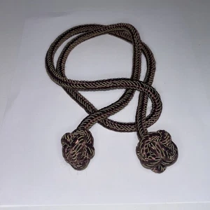 Vintage 1970’s Women’s Brown Gold Tie Rope Cord Belt Knotted Sash 42” - Bild 1 von 4
