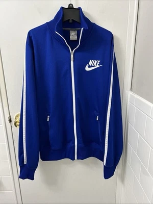 Jaqueta de atletismo Nike masculina grande azul branca com zíper completo bolsos manga longa 502643-429 - Imagem 1 de 4
