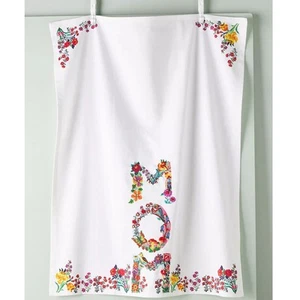 Anthropologie Nathalie Lete Mom Geschirrtuch Stickerei Blume Schmetterling Vogel Neu - Bild 1 von 2