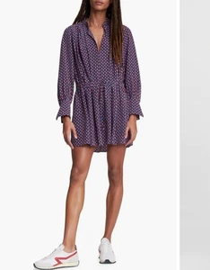 Rag & Bone Carly Langarm V-Ausschnitt Seide Shirtkleid Größe Small - Bild 1 von 17