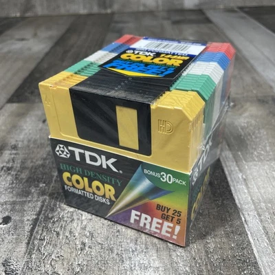 Paquete de 30 Disquetes TDK 3.5" 1.44MB IBM Formateado Alta Densidad Color Sellado Nuevo de Lote Antiguo Foto 1 de 4