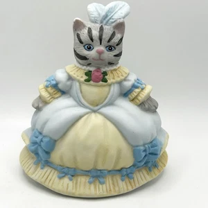 Kitty Cucumber 1990, Porcelain Cinderella Cat In Blue Gown 4” Collectible Bell - Picture 1 of 5