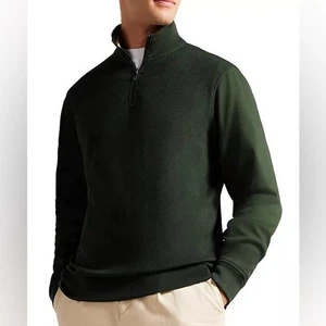 Ted Baker Forest Green Sanot Quarter Zip Sweater, Large - Picture 1 of 8