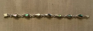 Taxco Sterlingsilber 925 Träne Tropfen Abalone Station Kette Armband 8,5" lang - Bild 1 von 14