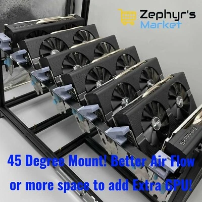 45 Degree + Extra GPU Addon Mount For Mining Rigs- Universal Design- Made In USA