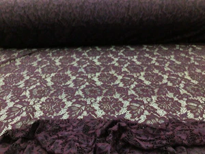 Embroidered Stretch Lace Apparel Fabric Sheer Floral Raisin Purple YY212 - Picture 1 of 1
