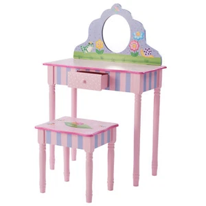 Childrens Play Wooden Vanity Table, Stool Set & Mirror TD-13245A by Teamson Kids - Picture 1 of 10