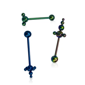3 Pack 14 Gauge Straight Barbell 3/4" 18 mm Anodized Titanium & Bubble End Ball - Picture 1 of 4