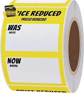Price Reduced Was Now Retail Sale Labels 2 X 3 Inch Rectangle 300 Adhesive Stick - Picture 1 of 6