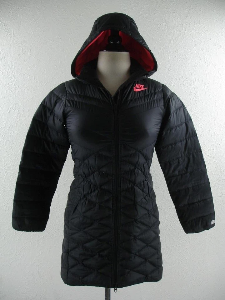 Casaco acolchoado feminino M Nike Cascade Parka 550 preenchimento 622827-010 longo preto rosa - Imagem 1 de 4