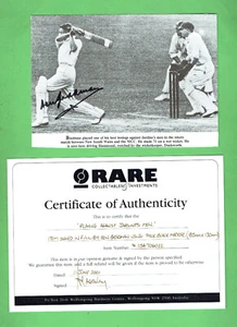 #T29 CRICKET BOOK PAGE WITH DON BRADMAN SIGNATURE & COA - Bild 1 von 2