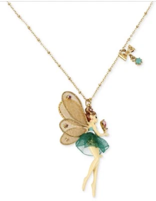 $35 BETSEY JOHNSON Goldtone FAIRY  & BOW  Necklace #614 - Image 1 of 4