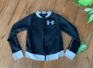 Under Armour Coldgear Full Zip Sweatshirt Jacket Top Girl's Size M Black EUC - Picture 1 of 6