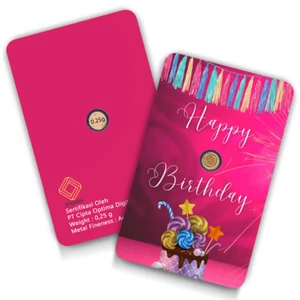 Round Shape Gold Bars 0.25 Grams Gold 999 Fine Gold Happy Birthday Gift Cards - Picture 1 of 3