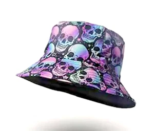 Summer Casual Skull Style Bucket Hat Festival Outdoor Cap Classic Fisherman Sun - Picture 1 of 1