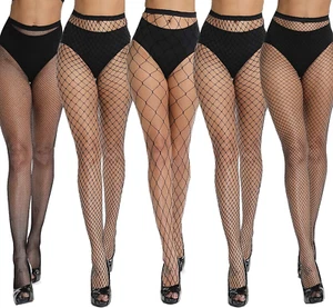Fishnet Stockings, High Waist Tights for Women, Sparkle Rhinestone Fishnets Part - Picture 1 of 12