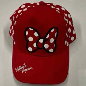 Red & White Polka Dot Minnie Mouse Embroidery Disney Cap/Hat Matching Bow  - Picture 1 of 9