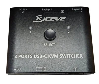 Interruptor Kceve USB C 2 en 1 salida o 1 en 2 salidas, conmutador bidireccional tipo C Foto 1 de 4