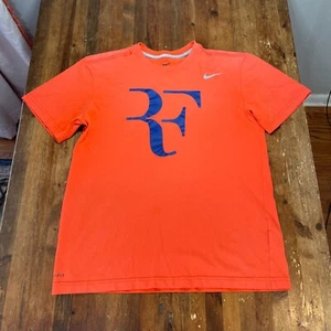 Nike Shirt Mens Medium Orange Roger Federer Tee Lightweight Tennis Casual - Picture 1 of 12