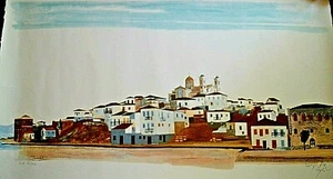  SPYROS VASILEIOU VASSILIOU GRIECHISCHE INSEL LITHOGRAPHIE DRUCK HANDSIGNIERT & NUMMERIERT - Bild 1 von 12