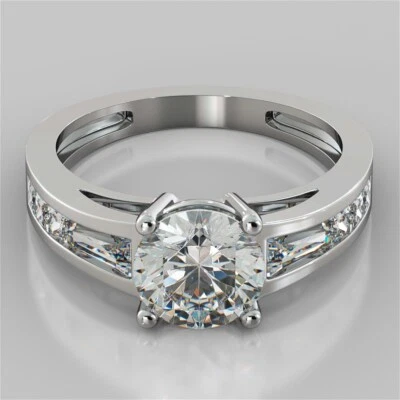 14K White Gold Round Cut Moissanite Wedding Ring for Women 2.36 Ct - Image 1 of 4