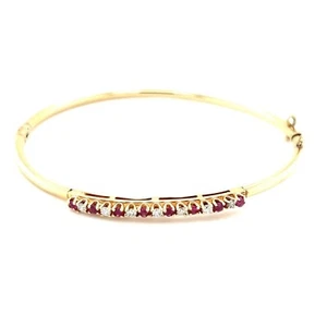 14k Thin Rubies & Diamonds Bangle - Picture 1 of 11