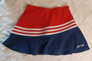 Girls Adidas Athletic Skirt W/shorts Red, Navy with White Stripe Sz S (7-8) - Picture 1 of 10