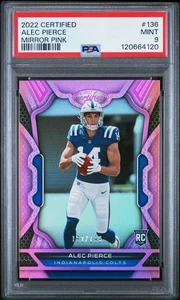 PSA 9 2022 Panini Certified Alec Pierce Mirror Pink Rookie /199 Rookie - Picture 1 of 2