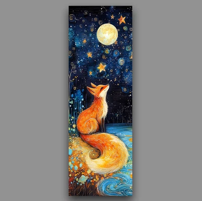 ART Whimsical Bookmark - Starry Night Fox Themed Gift For Book Readers, Laminated