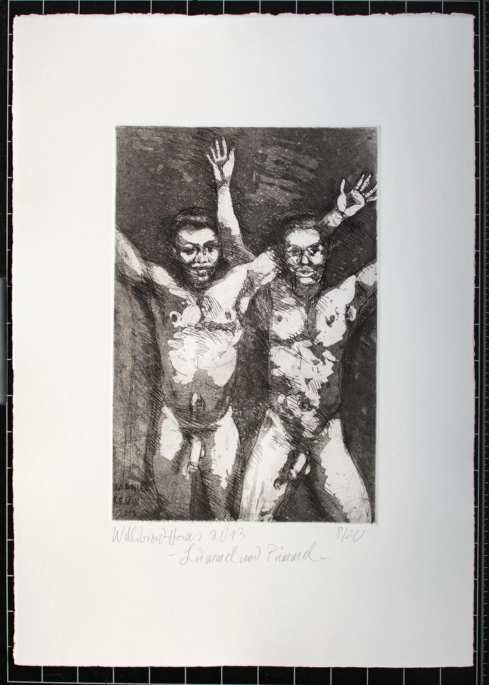 Willibrord Haas Männerakt Erotik Lümmel und Pimmel signiert Radierung 2013 8/20 - Bild 1 von 2