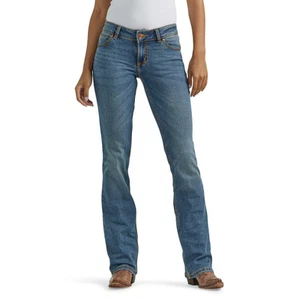 Wrangler Women's Retro Mae Mid Rise Stretch Boot Cut Jean Comfort Wash Mid New - Picture 1 of 6